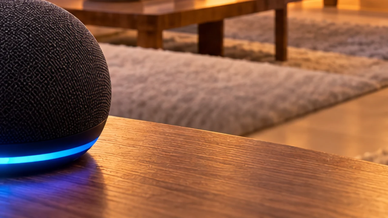 Alexa em uma sala inteligente com iluminação automatizada