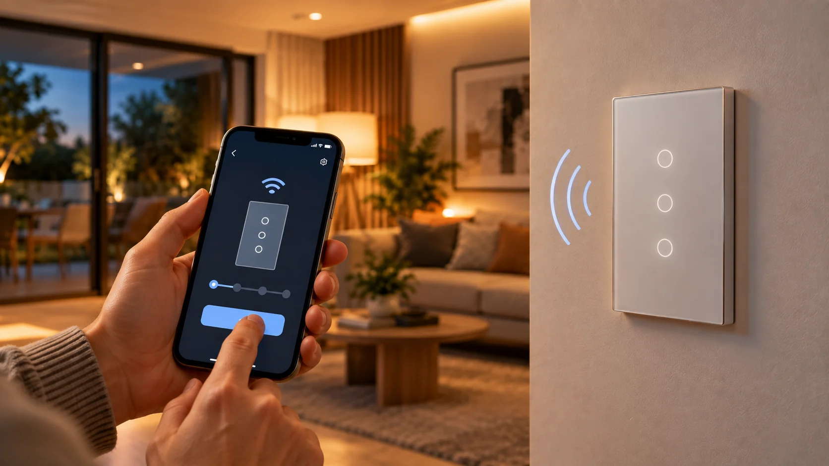 Configuração de interruptor inteligente pelo aplicativo no celular