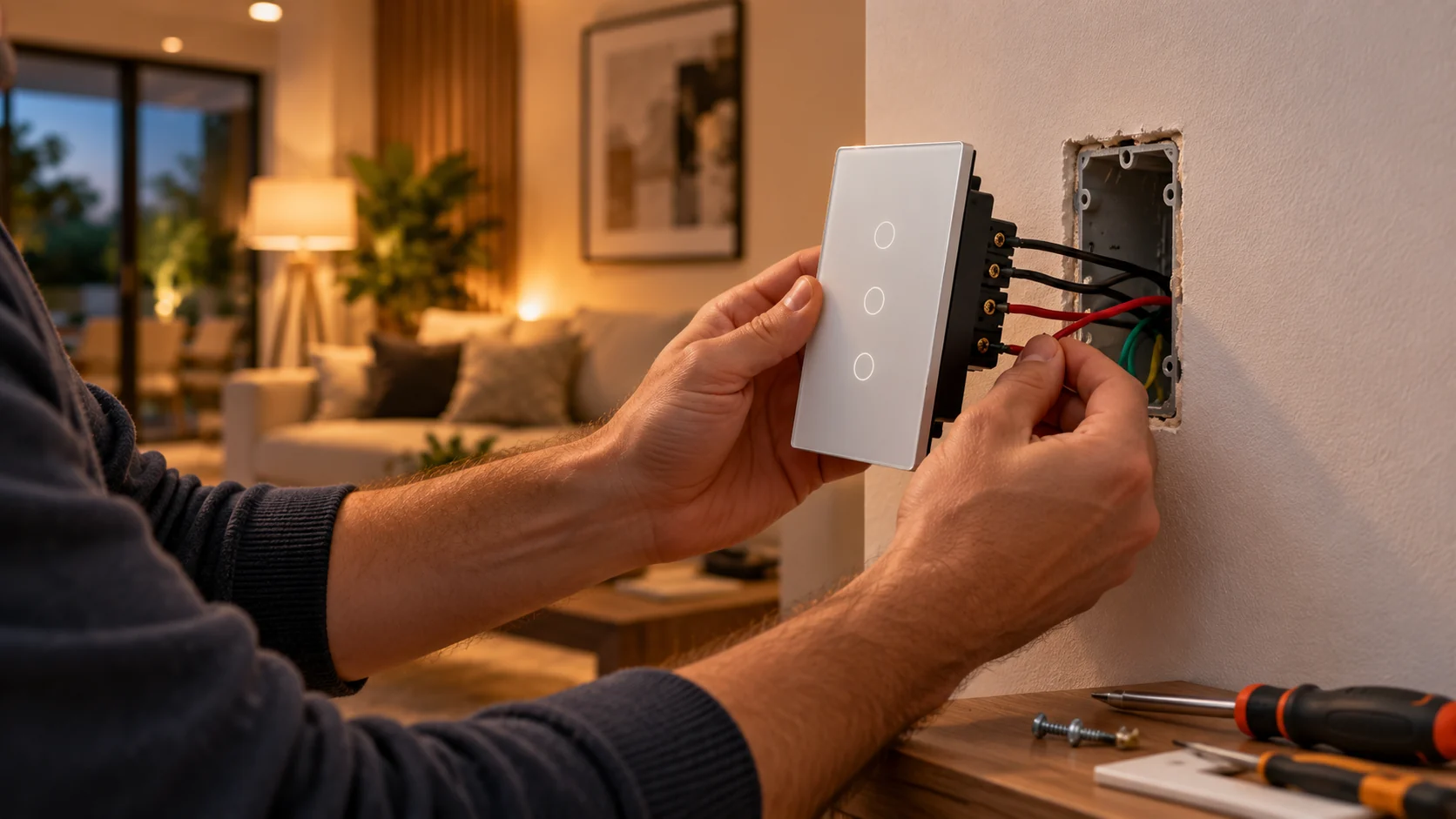 Instalação de interruptor inteligente em caixa elétrica residencial