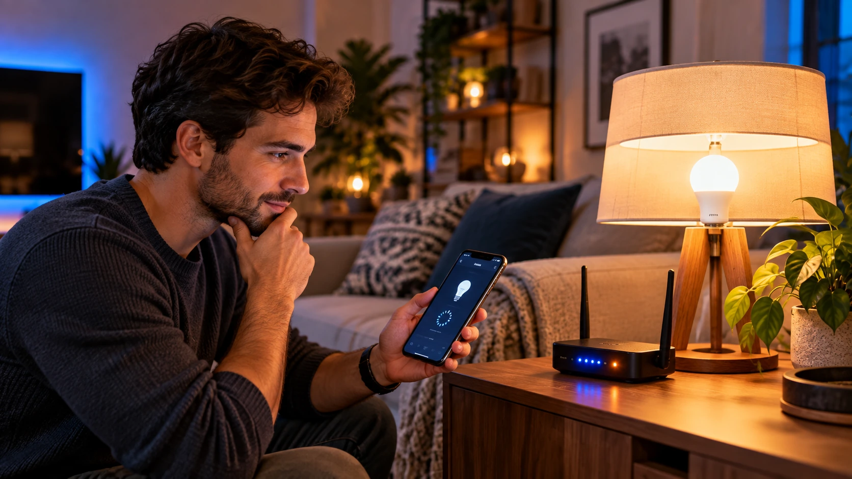 Diagnóstico de lâmpada inteligente que não conecta à Alexa com celular e roteador Wi-Fi