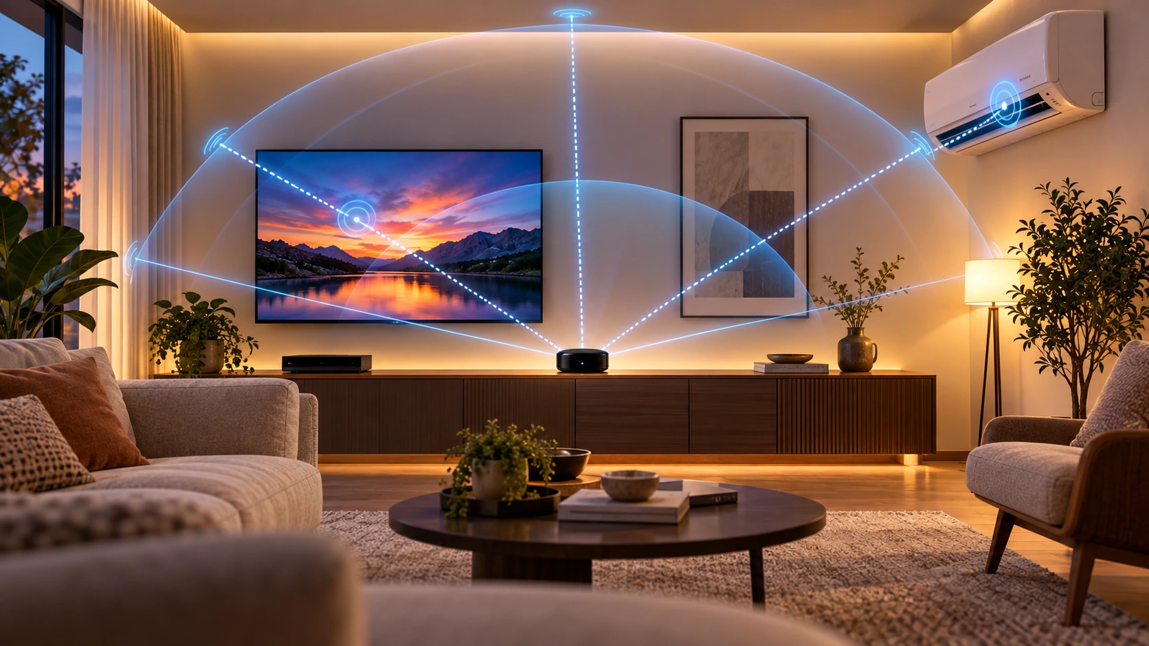Cobertura infravermelha de um controle universal inteligente para TV e ar-condicionado