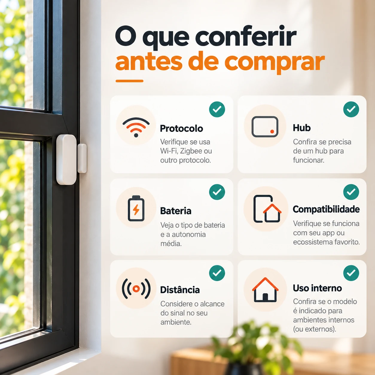 Checklist para escolher sensor de porta e janela inteligente antes de comprar